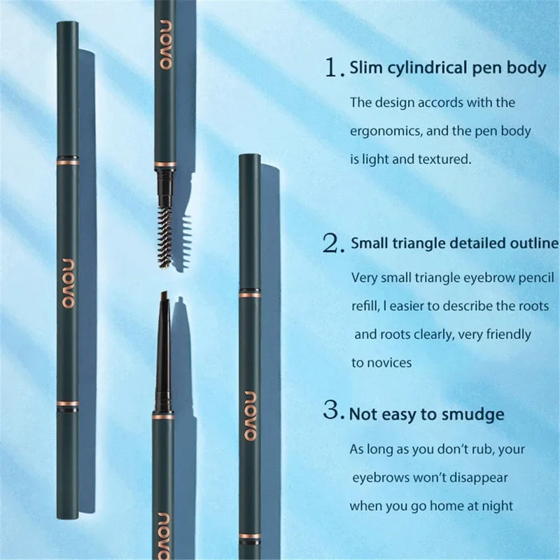 Waterproof Slim Eyebrow Pencil with Brush - Long-Lasting Cosmetic Pen for Natural Eyebrow Shaping