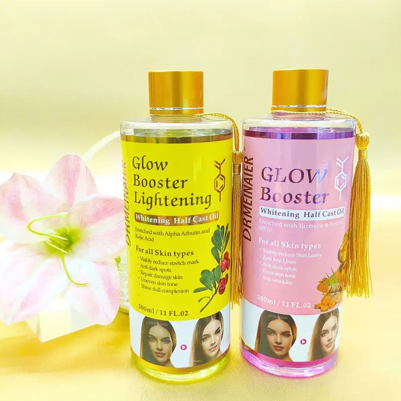 300ml Brightening Body & Facial Massage Oil with Kojic Acid & Turmeric - Glow Booster Serum