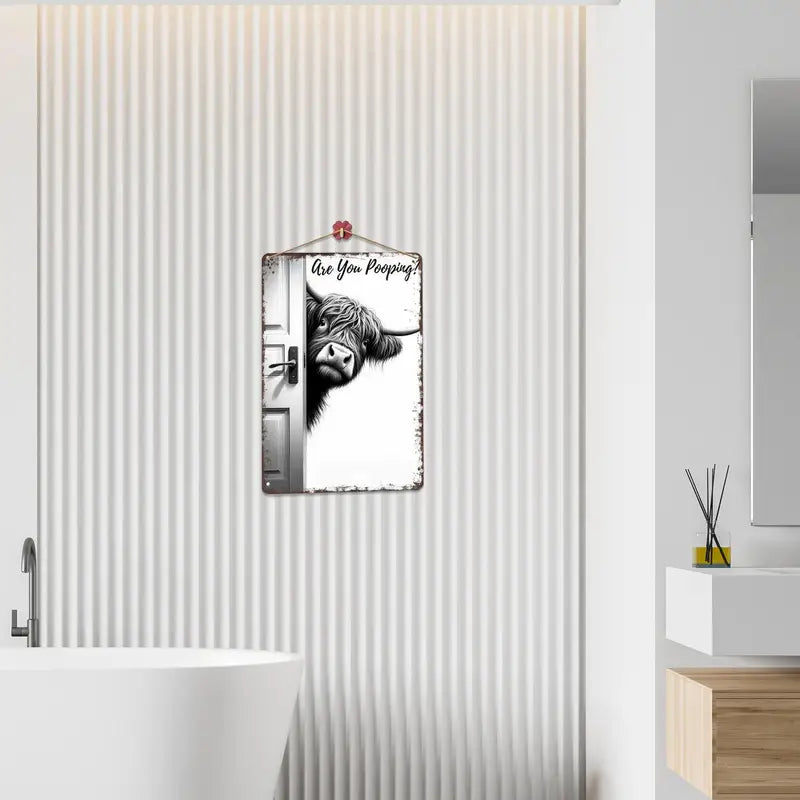 Farmhouse Bathroom Wall Art Decor Funny Sign for Restroom and Toilet
