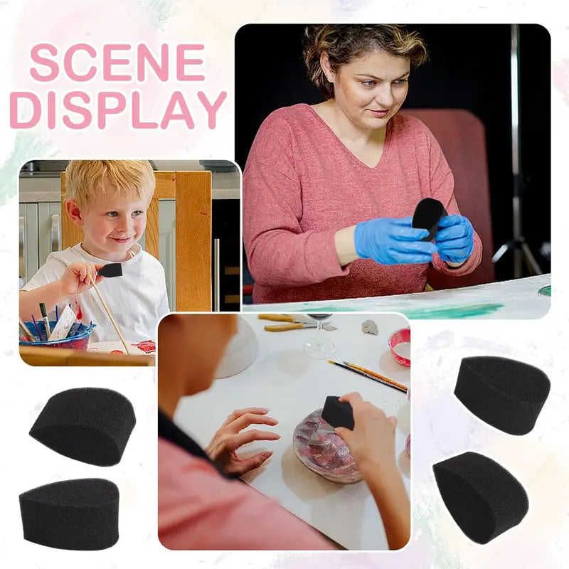 Water Droplet Semi-Circular Art Painting Sponge Black Makeup Tool