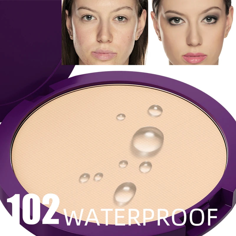 Matte Full Coverage Pressed Powder Foundation - Oil Control, Lightweight, Long-Lasting Makeup Finish