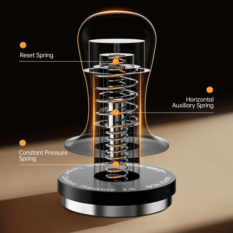 Professional Espresso Coffee Tamper with Spring Loaded Calibration and Sound Feedback