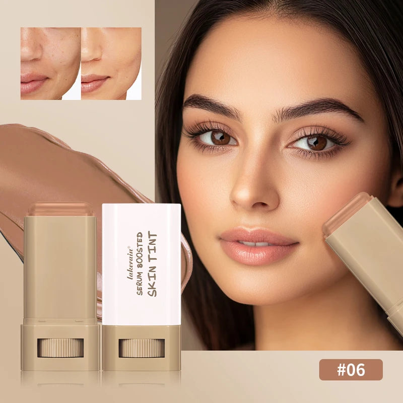 Serum-Boosted Skin Tint Foundation Balm for Natural Medium Coverage – Portable Makeup