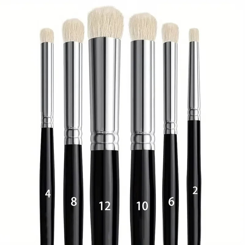 Miniature Paint Brush Set - 6 Pcs Goat Hair Detail Brushes for Acrylic Watercolor Oil Models