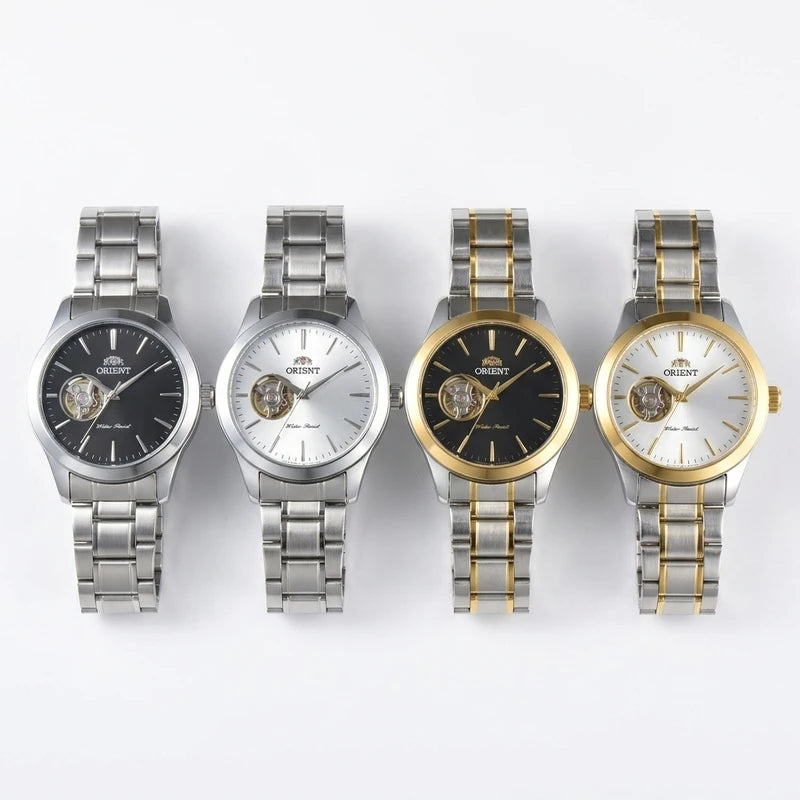 Men's Skeleton Automatic Dress Watch with Open Heart Dial - Stainless Steel, Water-Resistant