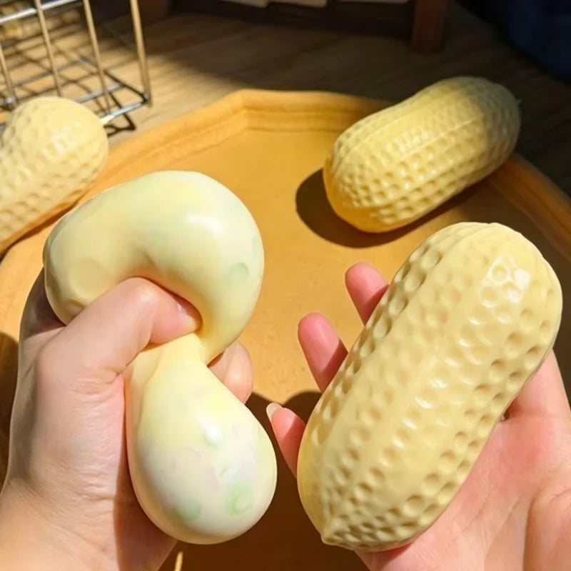 Peanut Shaped Crunchy Stress Ball - Fidget Toy for Anxiety Relief, Sensory Stimulation