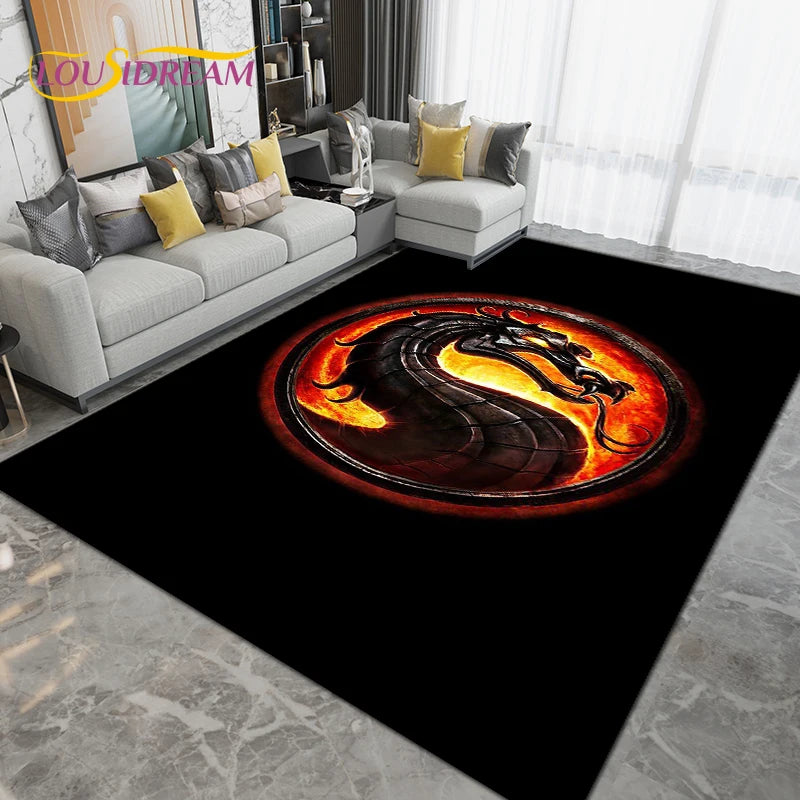 Large Cartoon Mortal Kombat Area Rug Non-Slip Floor Mat for Living Room Bedroom Kitchen