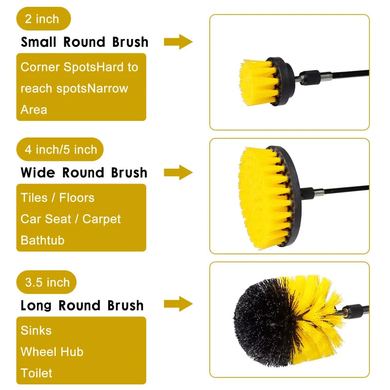 Electric Drill Brush Set for Cleaning Tub, Tile, Carpet & Household Surfaces