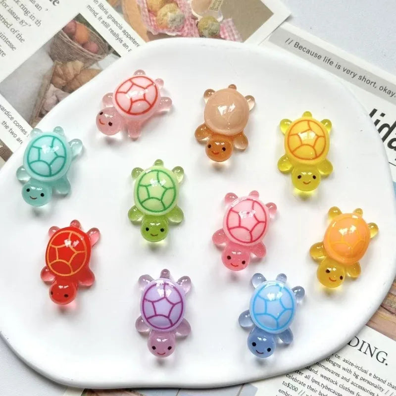 Mini Resin Glow in The Night Turtle Figurines for Fairy Gardens and DIY Decor - 10pcs