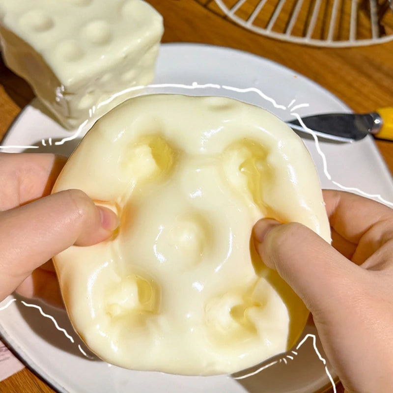 Dumpling Squishy Cheese Toy Set - Stress Relief Fidget Ball for Kids & Adults