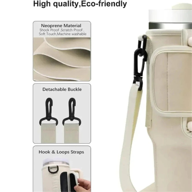 Water Bottle Carrier Bag with Adjustable Shoulder Strap for Large Capacity Tumbler