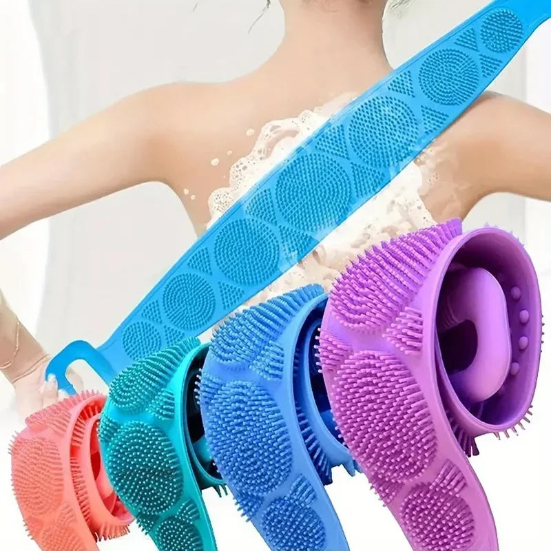Silicone Body Scrub Brush Exfoliating Shower Sponge Bath Belt - Multi Color