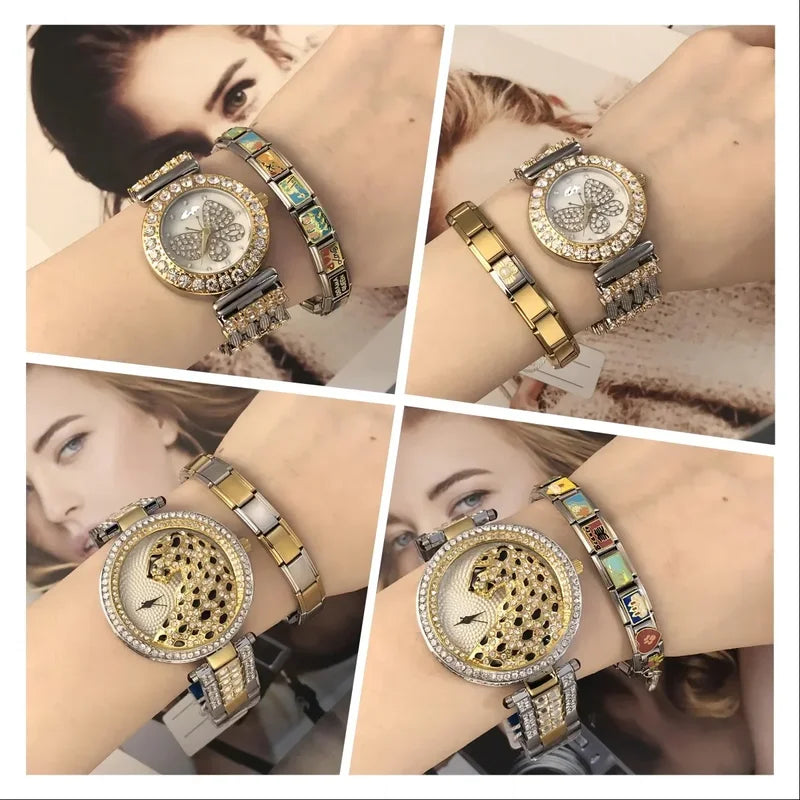 Italian Charm Link Bracelet for Men Women Stainless Steel Beaded Jewelry 9mm