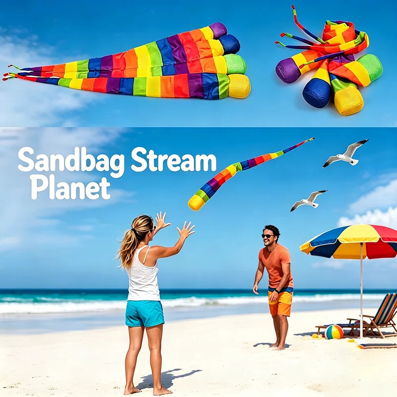 Rainbow Ribbon Sandbag Throwing Balls for Outdoor Group Fitness & Play