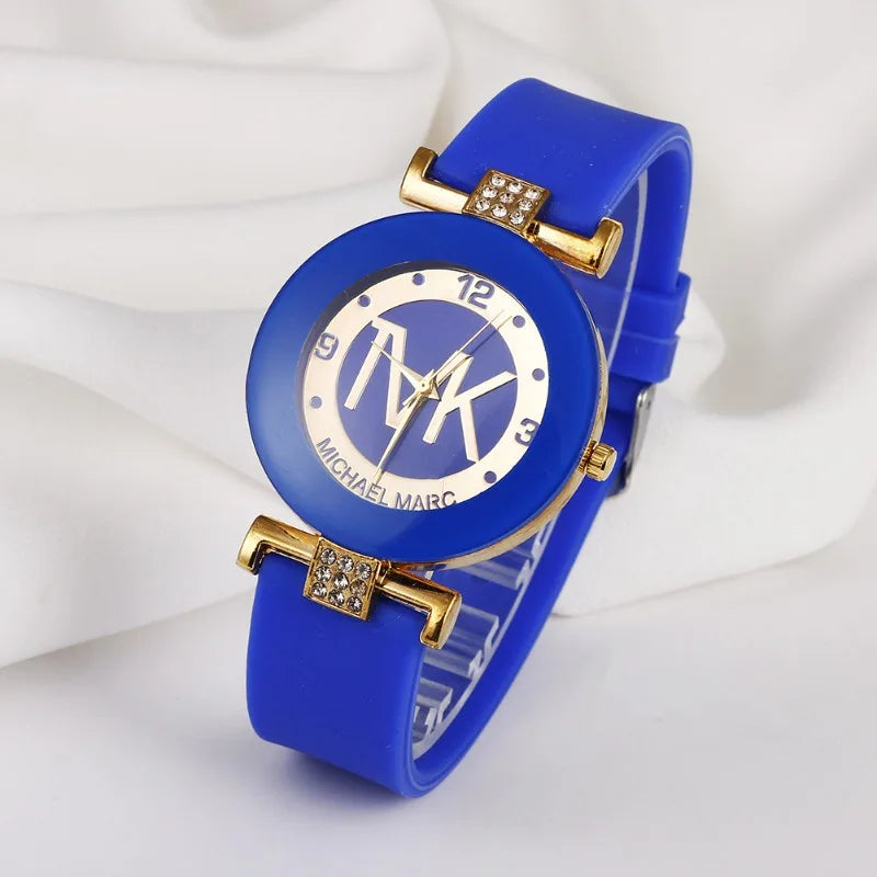 Casual Women's Quartz Watch with Silicone Strap and Round Dial