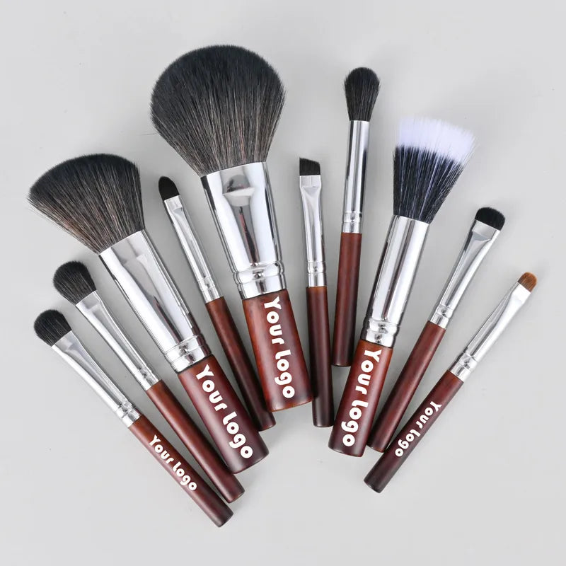 Mini Portable Makeup Brush Set - 10 Soft Vegan Face & Eye Brushes - 5 Sets