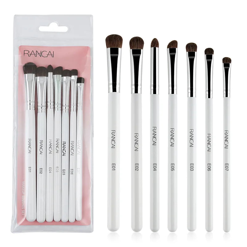 7-Piece Eye Makeup Brush Set with Soft Bristles for Eyeliner, Eyebrow, Contour — Portable Makeup Kit
