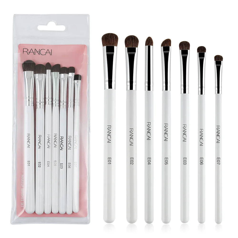 7-Piece Eye Makeup Brush Set with Soft Bristles for Eyeliner, Eyebrow, Contour — Portable Makeup Kit