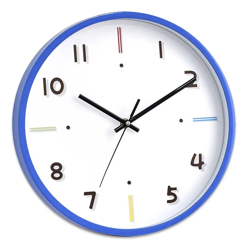 12-Inch Modern Wall Clock for Living Room Bedroom No-Drill Design - Multiple Colors