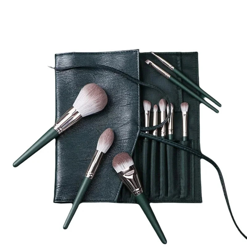 14Pcs Makeup Brush Set with Pouch - Soft Fluffy Eyeshadow Concealer Blush Brushes, Wooden Handles, Professional