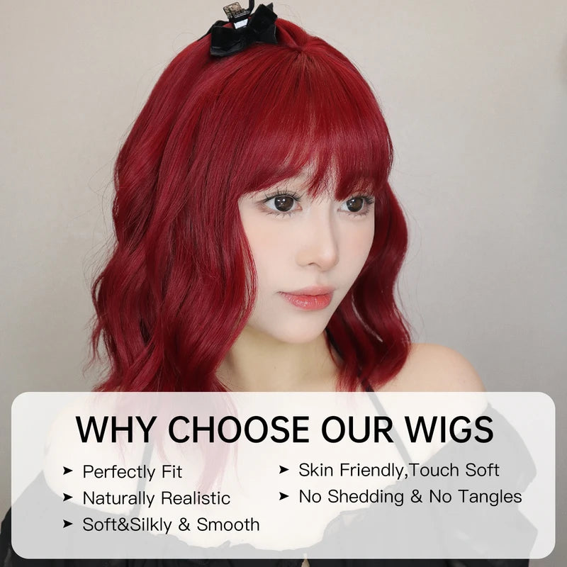 Colorful Short Curly Wigs with Bangs for Cosplay & Parties - Heat-Resistant Synthetic Hair