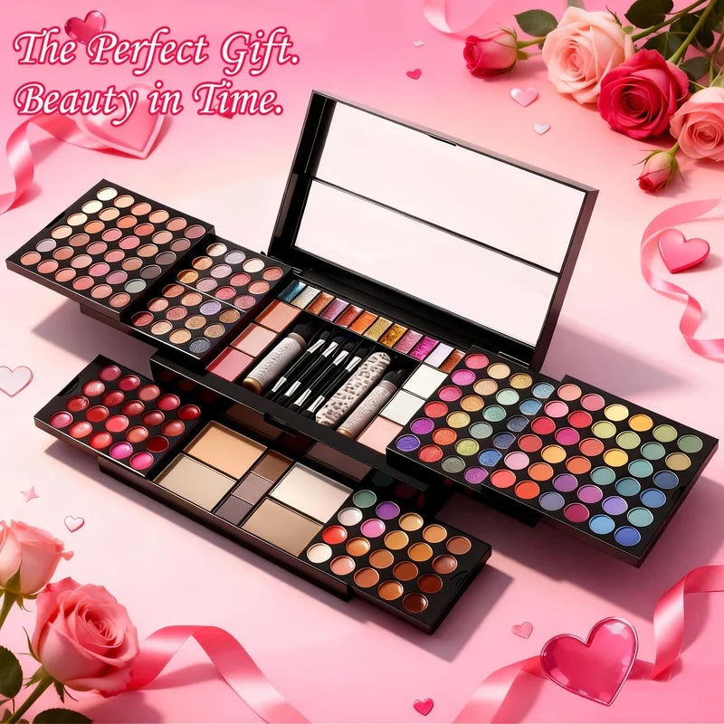Complete Cosmetic Gift Set with Lipstick and Eyeshadow Palette - Long-lasting & Smudge-proof