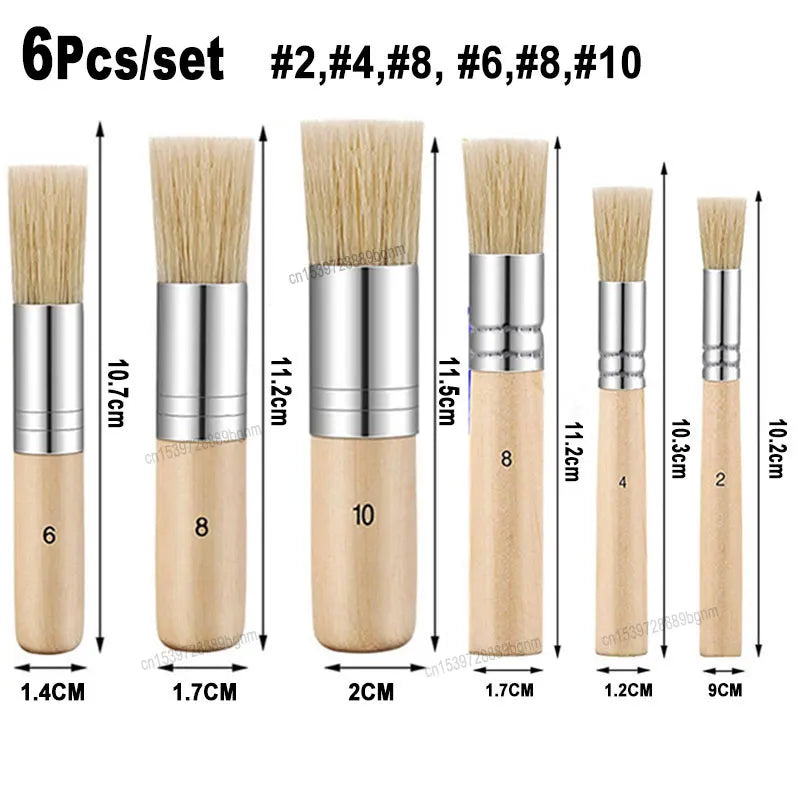 Set of 3/6 Paint Brushes for Acrylic Watercolor Oil Art Crafts Wooden Handle