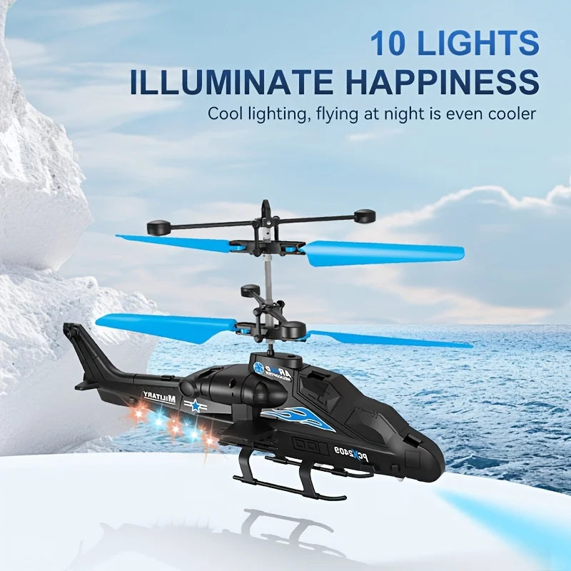 2-Way Remote Control Airplane Helicopter with LED Lights & USB Charging - Toy Drone