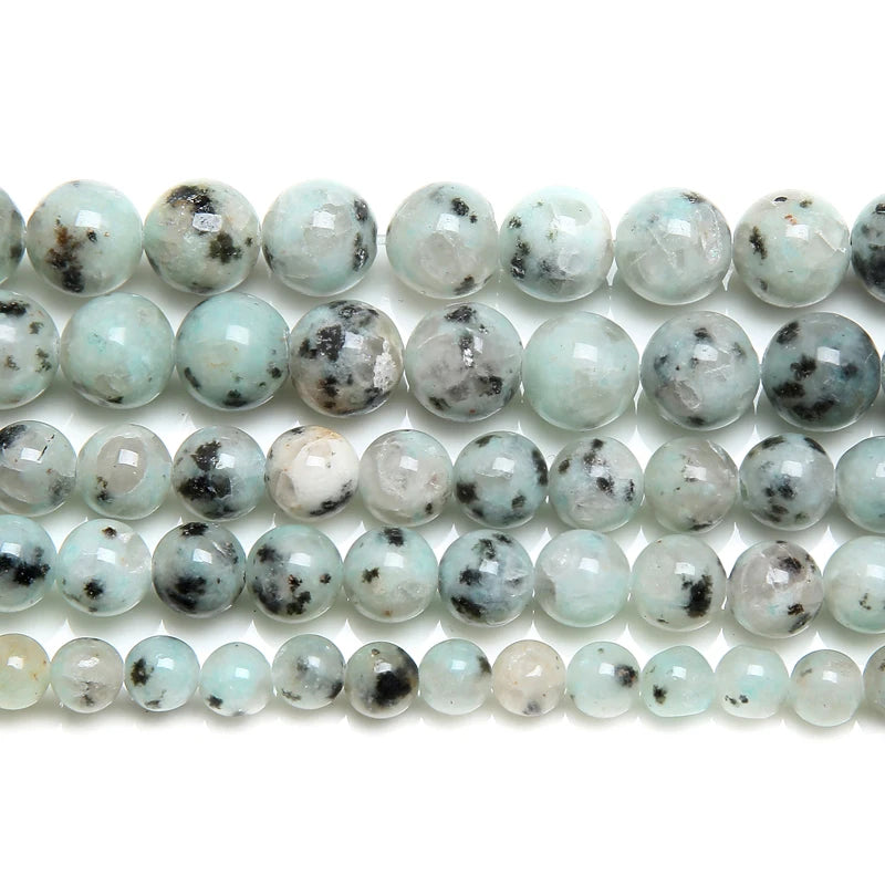 Natural Sesame Stone Kiwi Jasper Beads for Jewelry Making - 4-12mm Variants