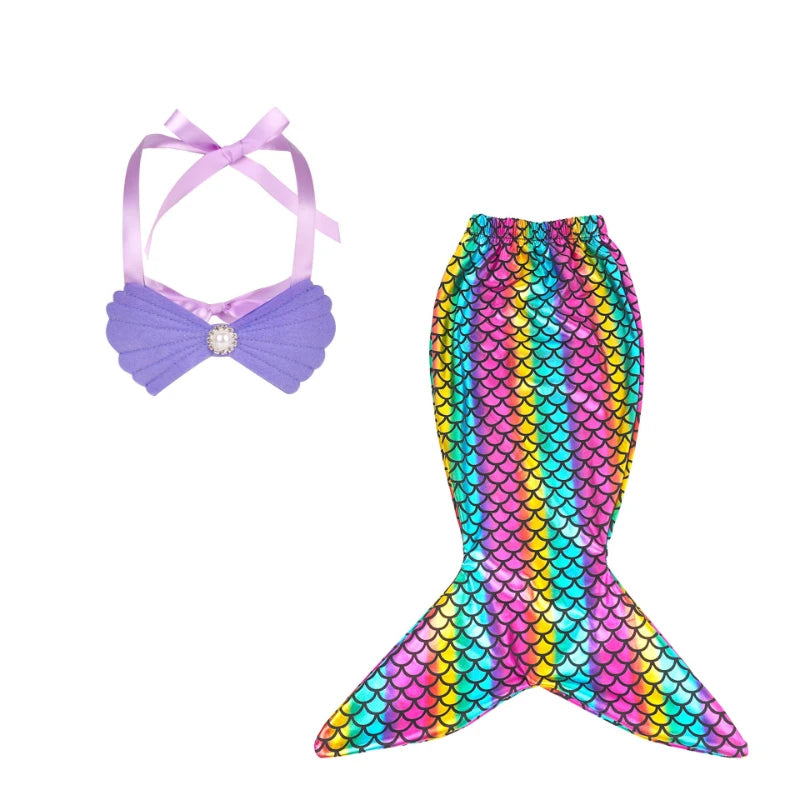 Infant Mermaid Costume with Holographic Rainbow Scales and Pearl Top - Baby Birthday Halloween Photoshoot