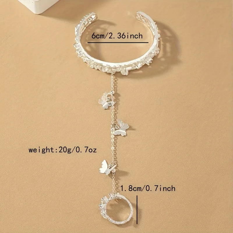 Retro Butterfly Jewelry Set - Multi-Functional Ring and Bracelet for Women, Cute Daily Gift