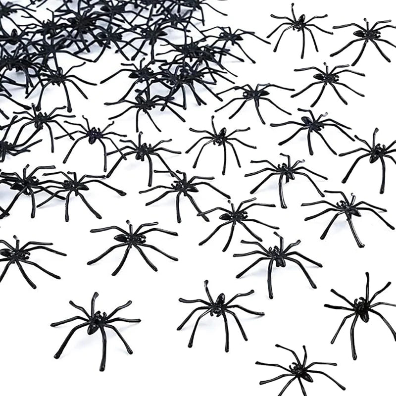 50/100Pcs Fake Plastic Spider Halloween Decorations Haunted House Prank Supplies
