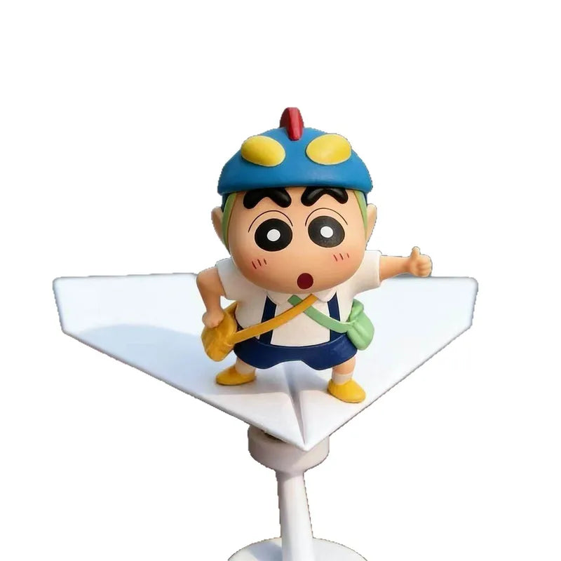 Anime Crayon Shin Chan Figure with Rotating Aircraft Car Dashboard Ornament Gift