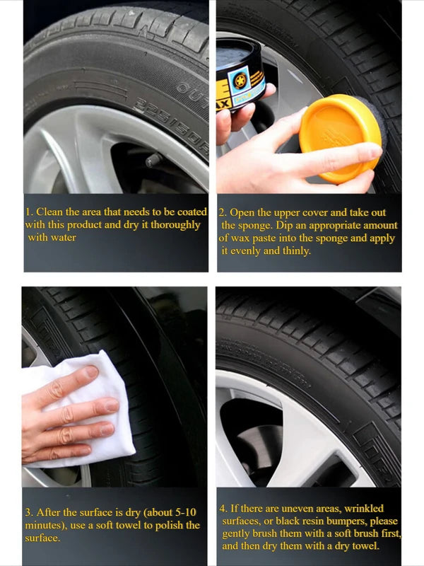 Car Tire & Exterior Black Wax Coating - Protect & Shine 170g