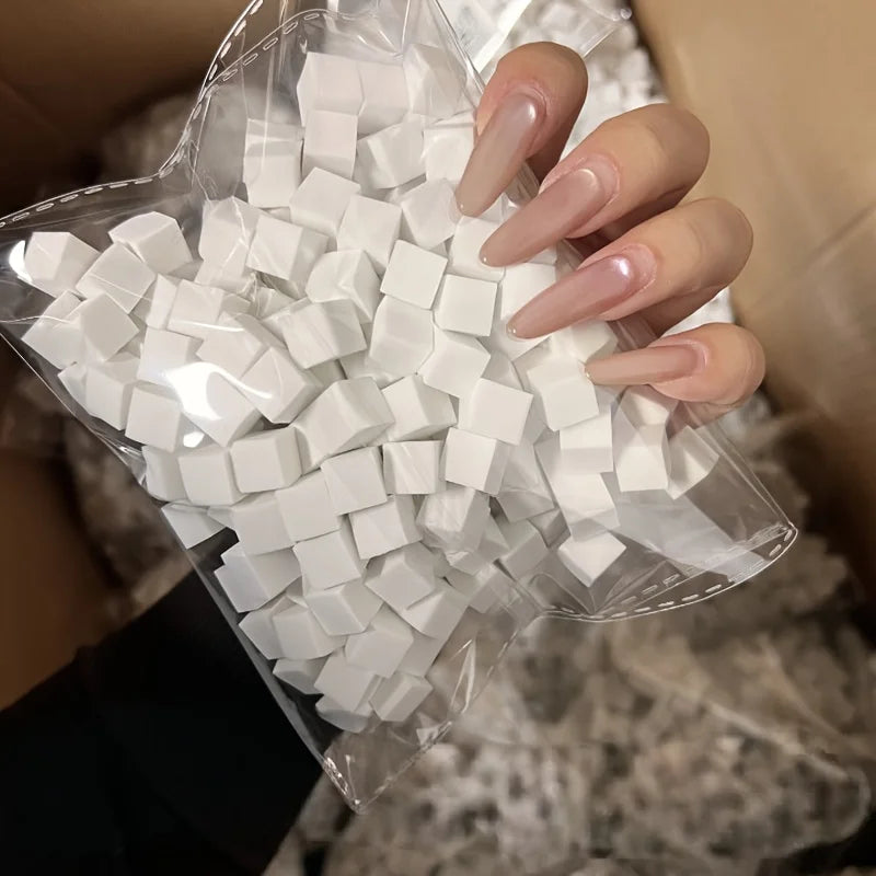 White Nail Sponge Cubes Set with Pickup Tool for Gradient & Ombré Nail Art