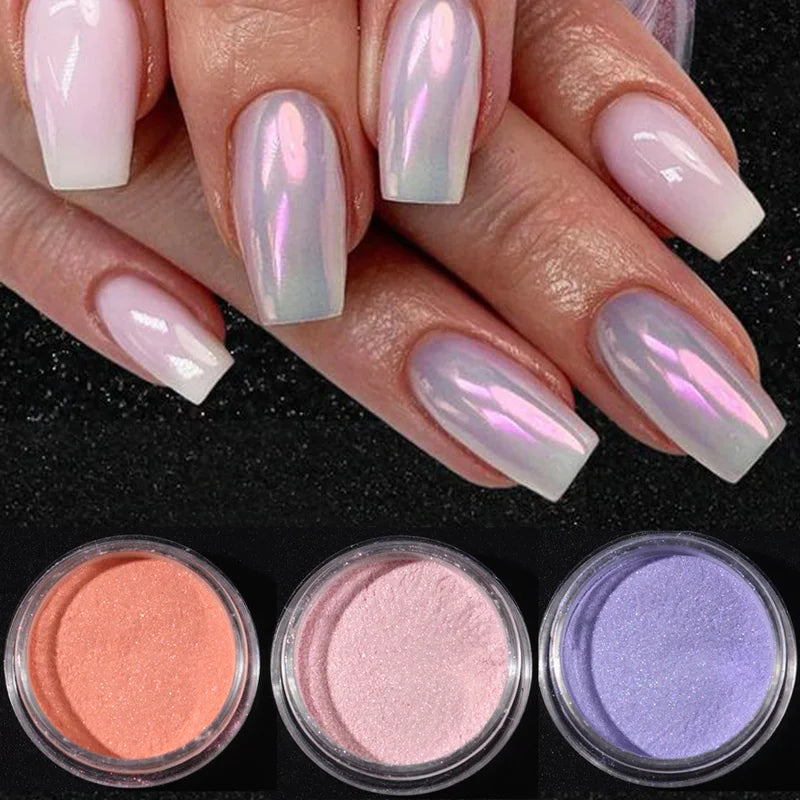 10pcs Iridescent Mermaid Nail Powder Set for Art & Manicure