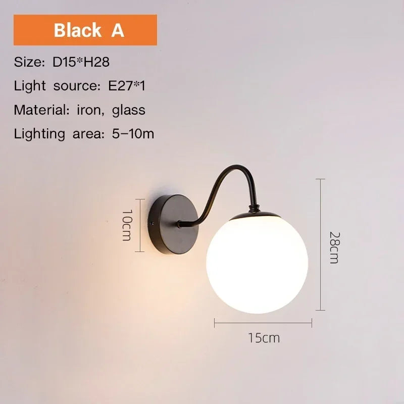 Modern LED Wall Lamp with Glass Shade for Living Room Bedroom Hallway - Gold Wall Sconce
