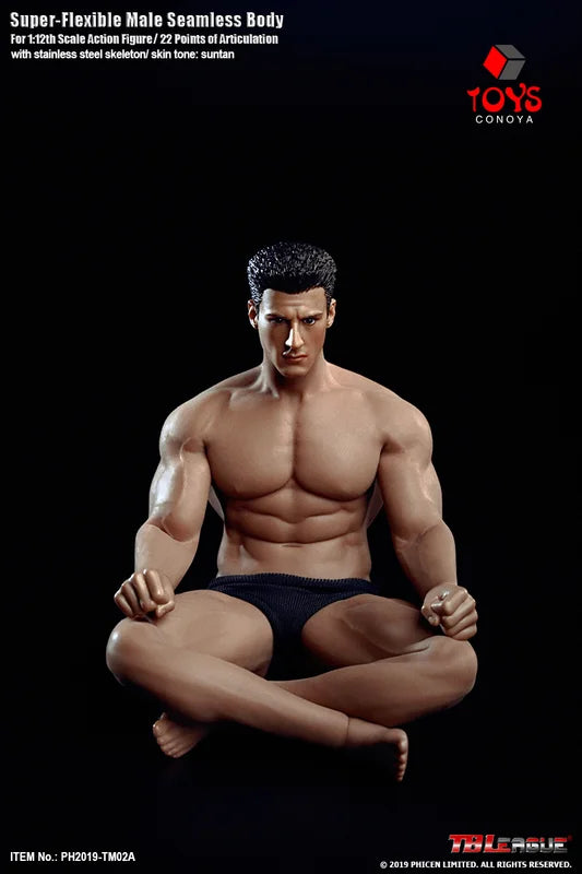 1/12 Scale Male Action Figure Body - Seamless Steel Skeleton for Collectibles