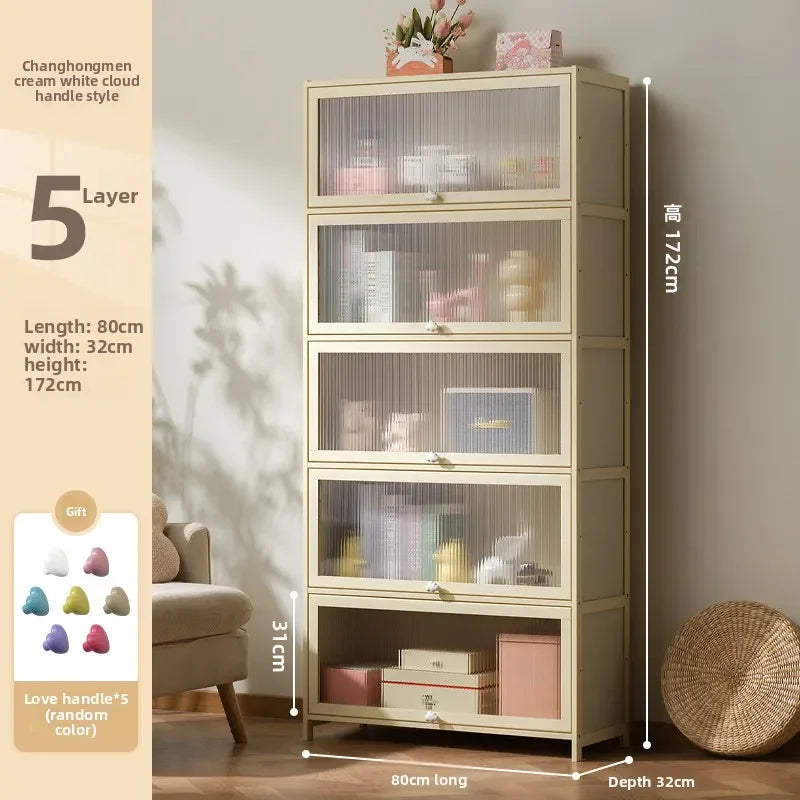 Multi-Layer Clamshell Storage Cabinet for Household Living Room and Bedroom Organization