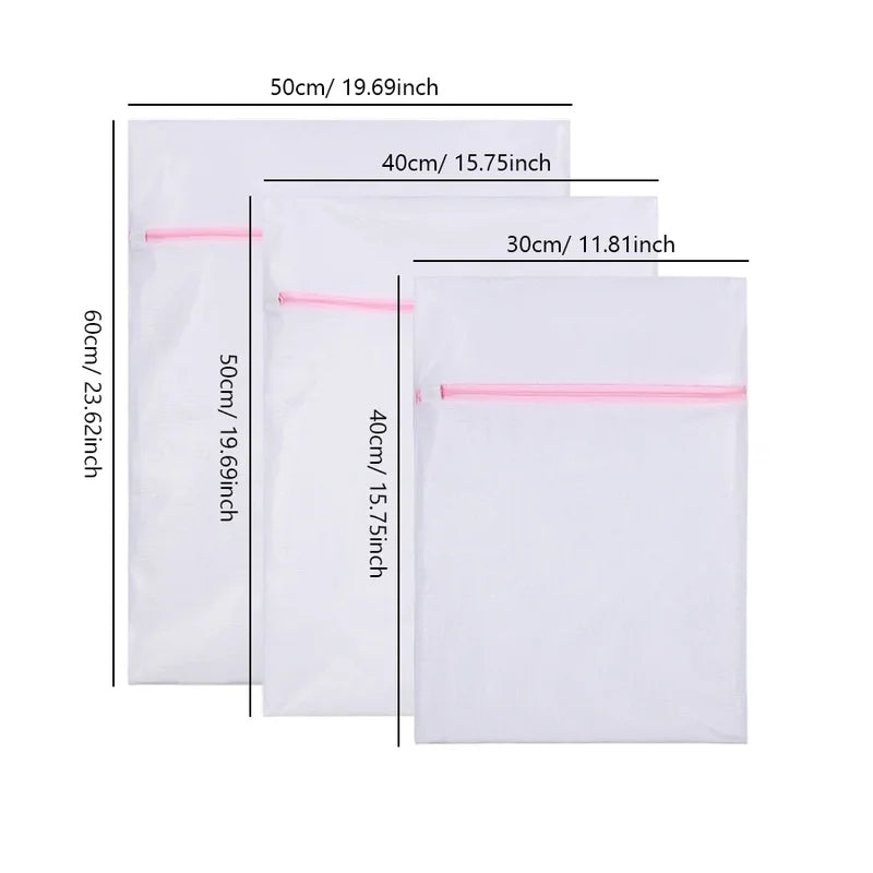 Mesh Laundry Wash Bags Set for Bras & Underwear - Zippered Protectors, 3-Pack