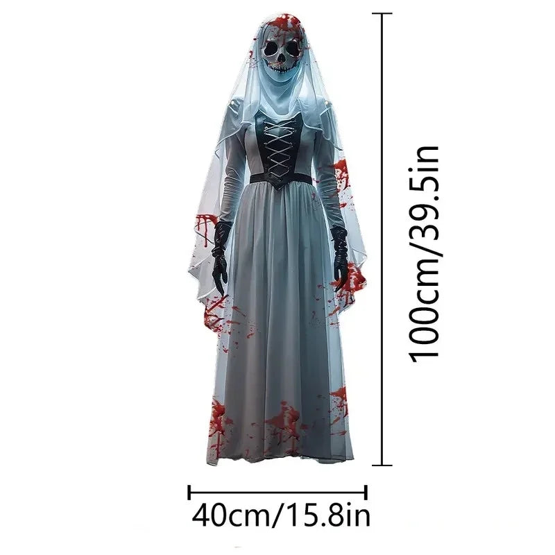 Halloween Horror Skull Bride Background Cloth Indoor Outdoor Haunted House Decor