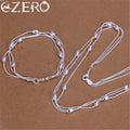 925 Sterling Silver Fringed Beaded Chain Bracelets & Necklace Jewelry Set for Women