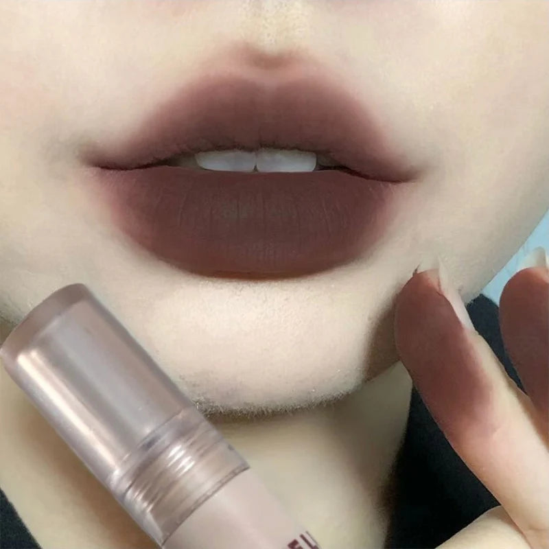Gothic Matte Lipstick Waterproof Lip Gloss Set - Non-Stick Mud Nude Purple