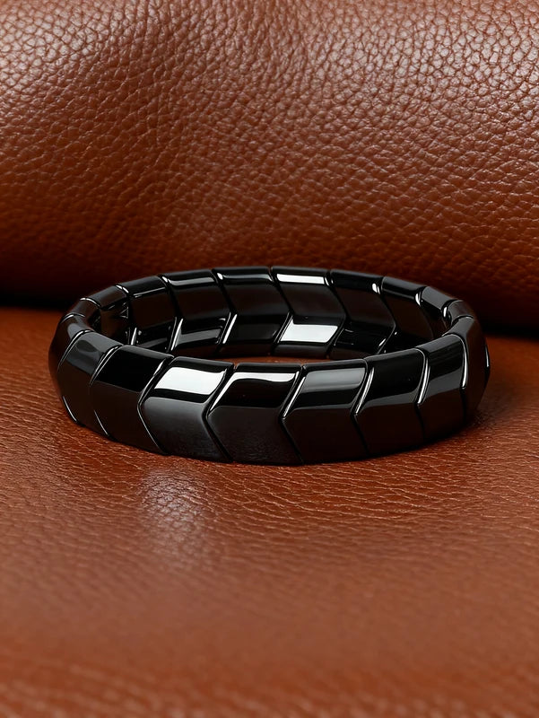 Men's Natural Hematite Arrow Beaded Bracelet for Vigor Protection Confidence