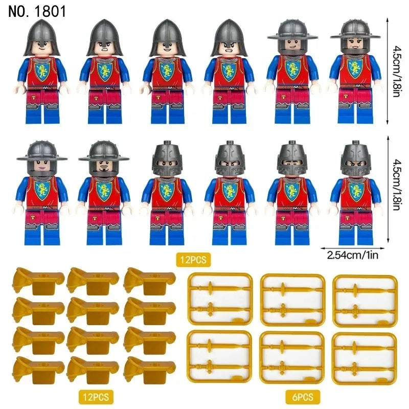 Medieval Corps Toy Figures & Shields - Humanoid Dolls for Kids, Birthday Gifts
