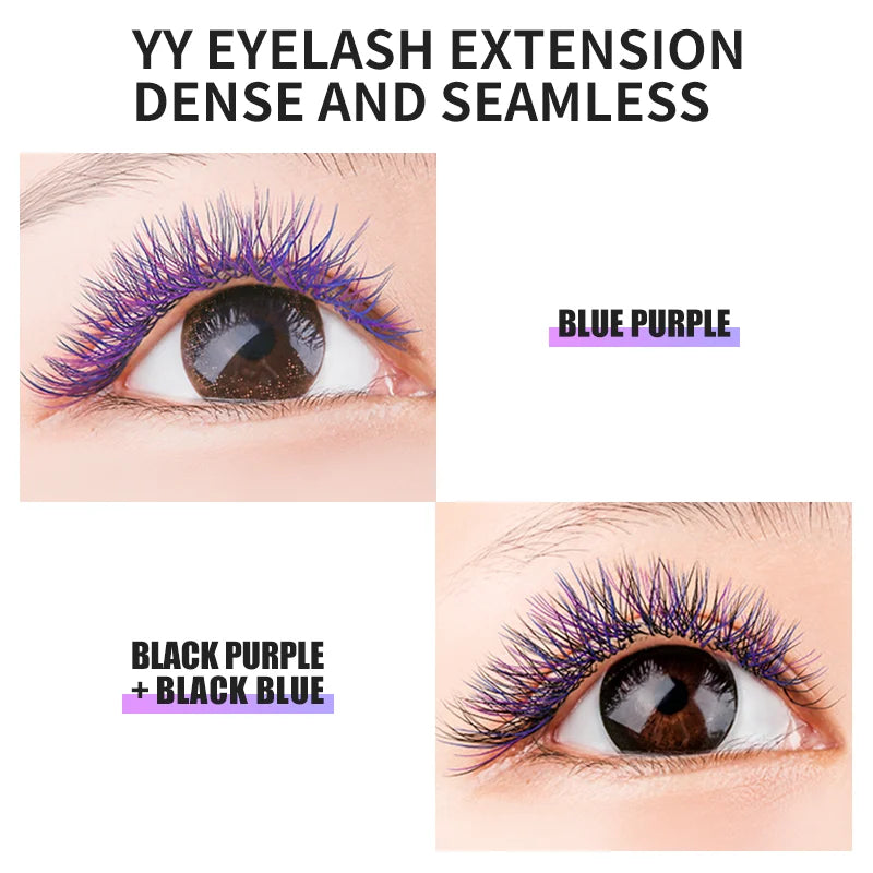 False Eyelashes Extension YY Shape with Ombre Colors and C/D Curl - Natural Look