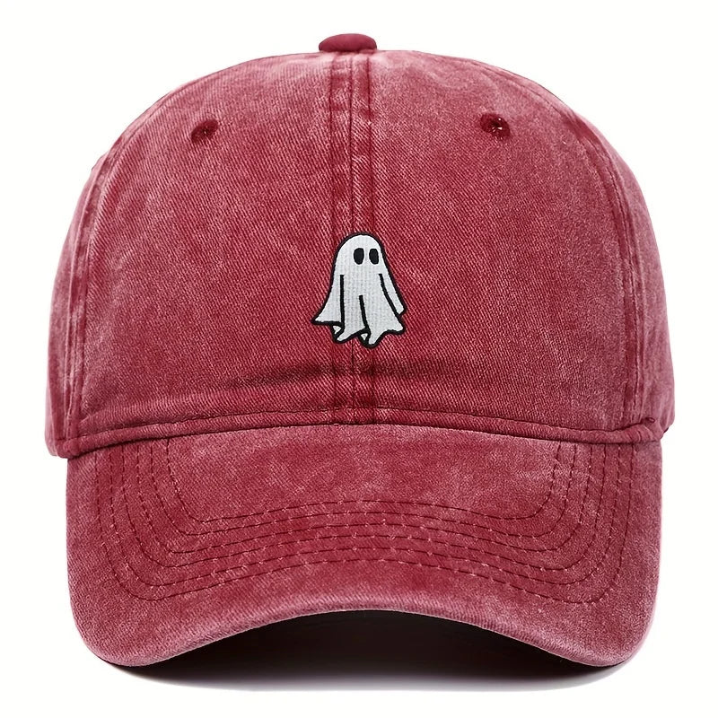 Unisex Halloween Embroidered Baseball Cap with Ghost Pattern - Simple Style, Suitable for Men and Women