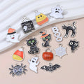 Halloween Enamel Charm Set for Jewelry Making - Pumpkin Ghost Vampire Bats 10pcs