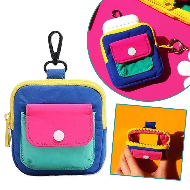 Mini Zipper Coin Purse Keychain for Women - Cute Cloth Wallet Gift