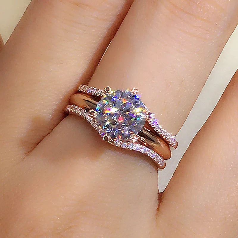Elegant Rose Gold Rings for Women - Cubic Zirconia Engagement & Wedding Bands